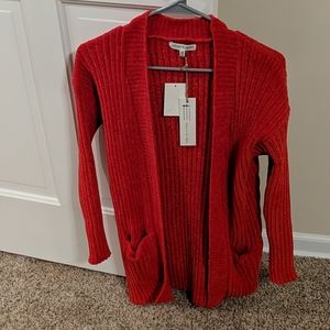 Red cardigan